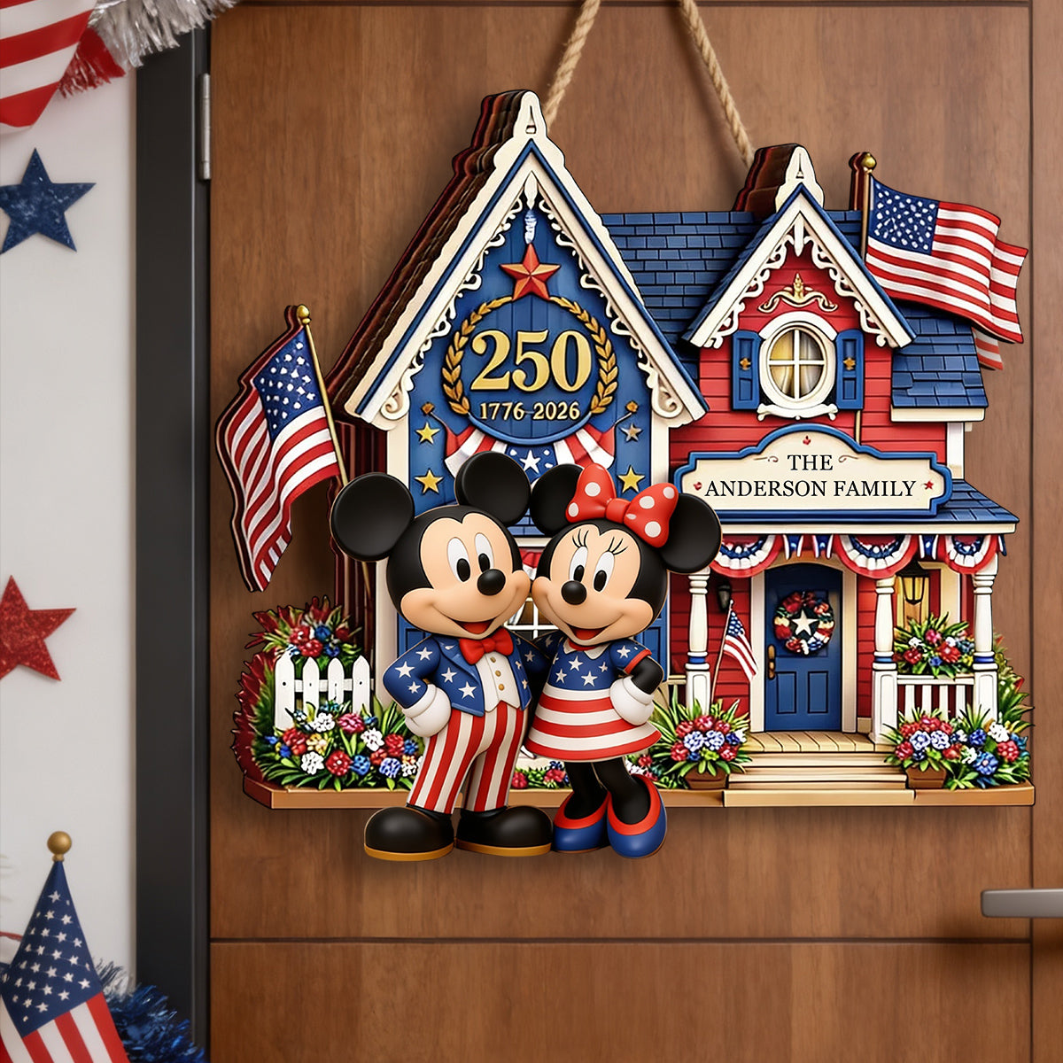 Celebrate 250th Anniversary - Personalized Mouse Custom Shaped Wood Sign
