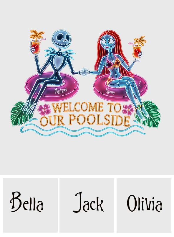 Welcome To Our Poolside - Personalized Nightmare Neon LED Light Sign
