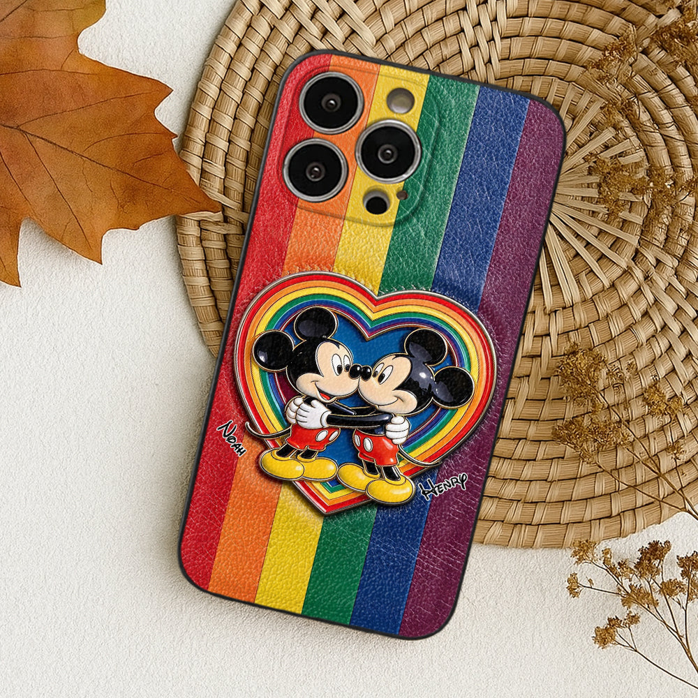 LGBT Cartoon Mouse, Pride Month - Personalized LGBT Support 3D Embossed Leather Phone Case