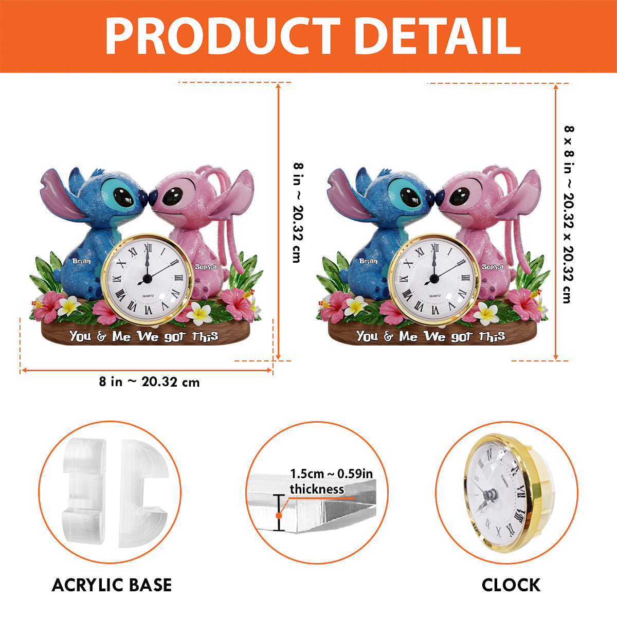 Ohana Time - Personalized Ohana Acrylic Clock Plaque