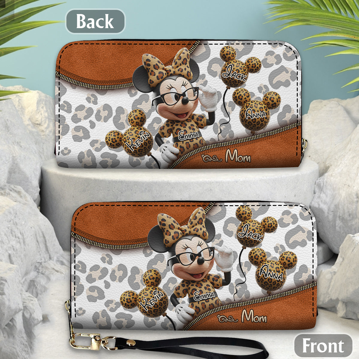 Magical Mom, Grandma - Personalized Mouse Leather Long Wallet