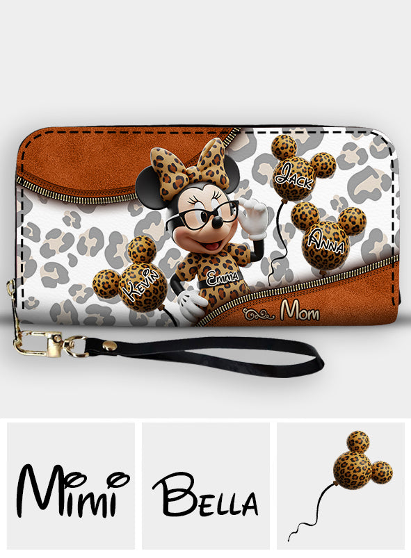 Magical Mom, Grandma - Personalized Mouse Leather Long Wallet