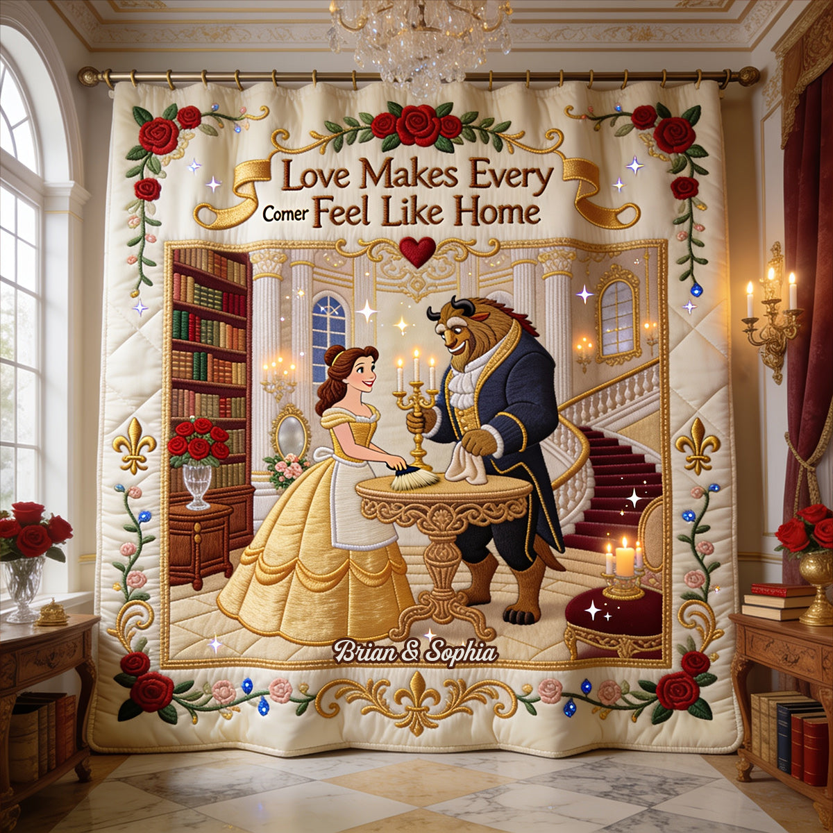 Love Makes Every Corner Feel Like Home - Personalized Beauty And The Beast Blackout Window Curtain/ Drapes Set
