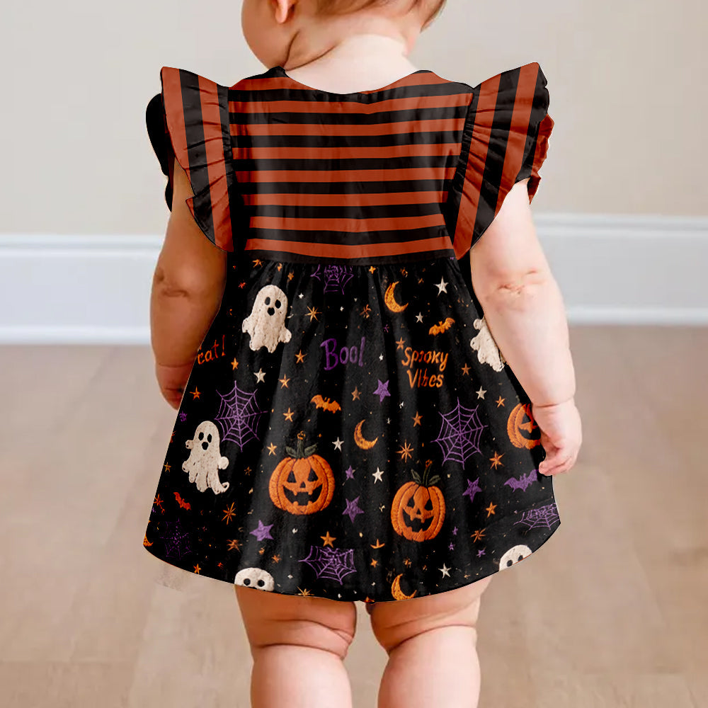 Halloween Not-So-Scary Party - Personalized Mouse Kid Ruffle Sleeve Dress