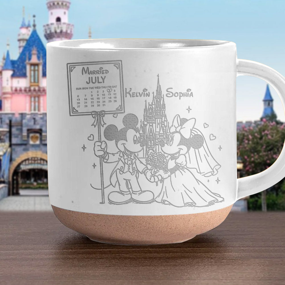 Happily Ever After - Personalized Mouse Engraved Pottery Mug