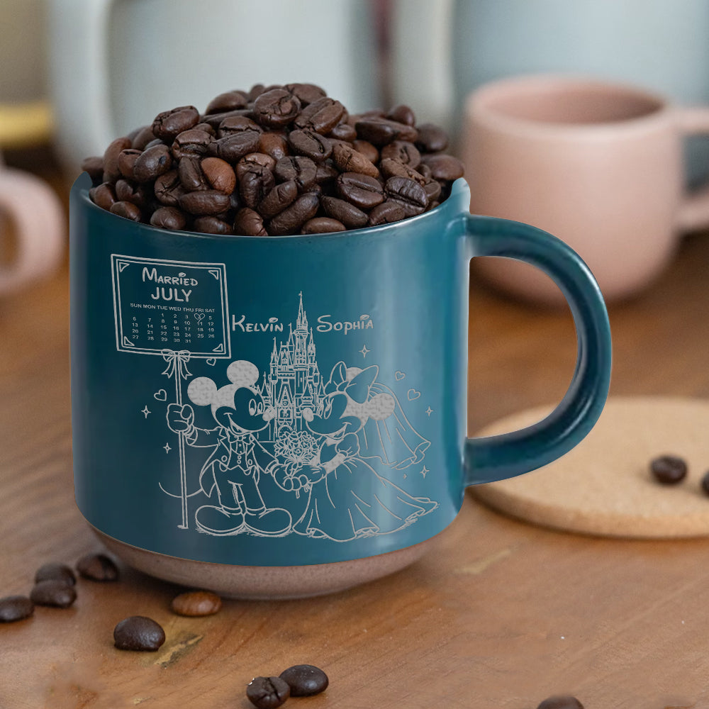 Happily Ever After - Personalized Mouse Engraved Pottery Mug