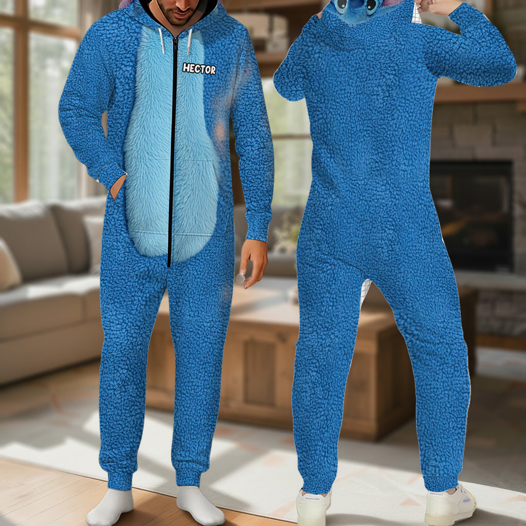 Cartoon Couple - Personalized Ohana Hooded Jumpsuit
