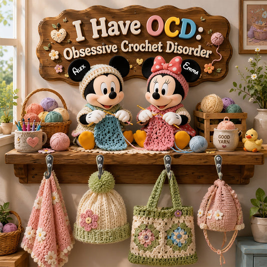 Cartoon Mouse, Crochet Lovers - Personalized Crocheting Custom Shaped Hanging Rack