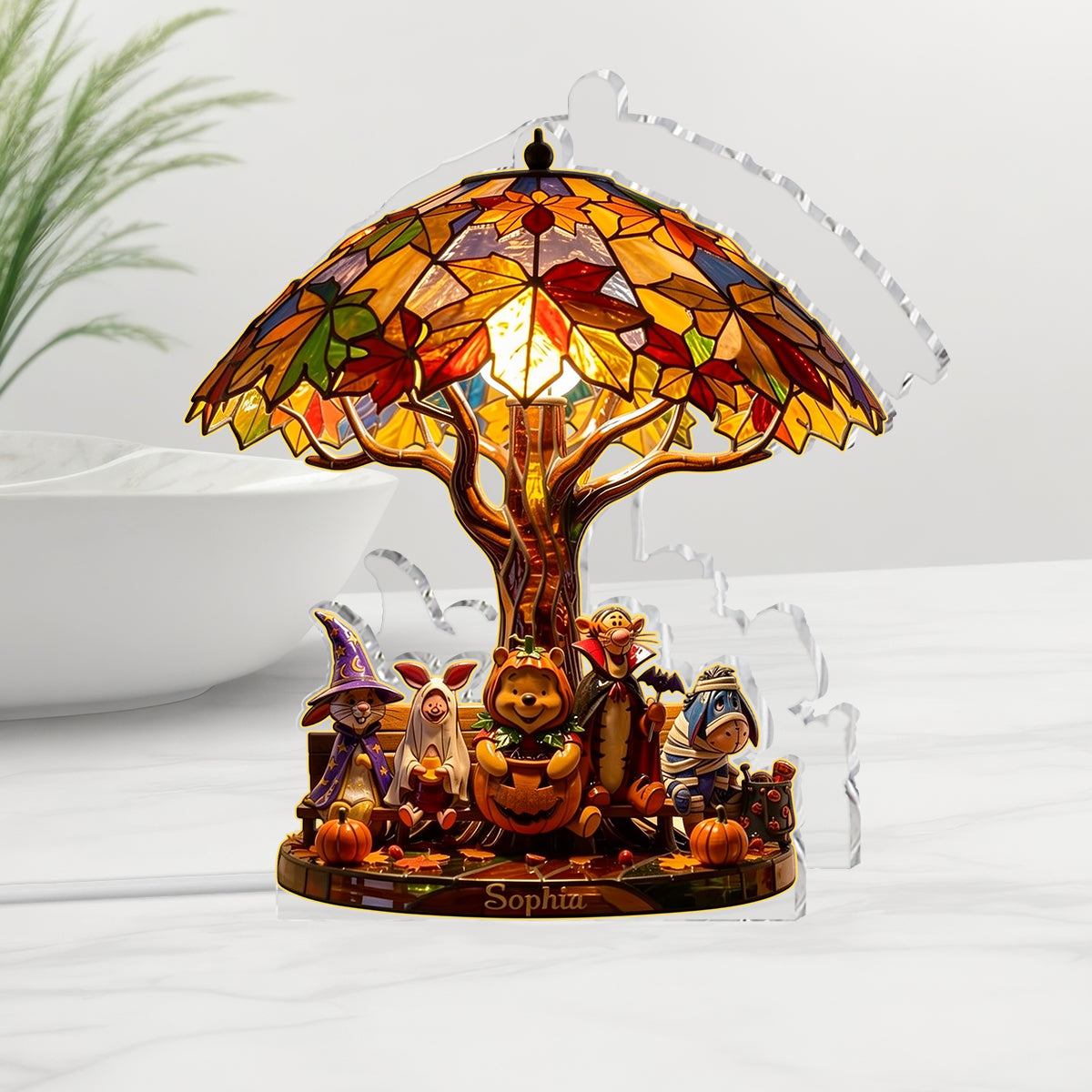 Magical Season - Personalized Yellow Bear Acrylic LED Night Light
