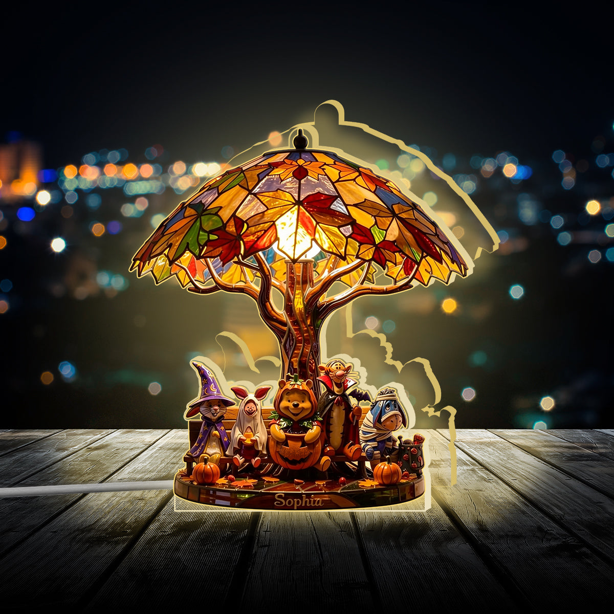 Magical Season - Personalized Yellow Bear Acrylic LED Night Light