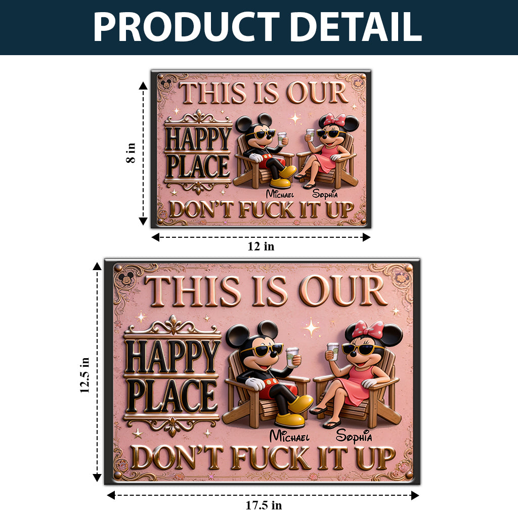 This Is Our Happy Place - Personalized Mouse 3D Printed Metal Sign
