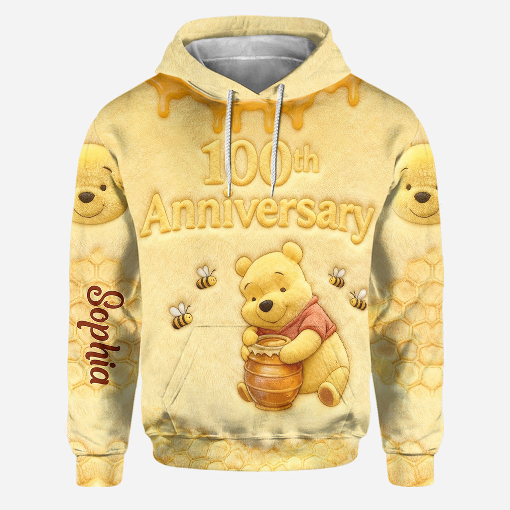 100 Years Of Wonder - Personalized Yellow Bear Hoodie and Leggings