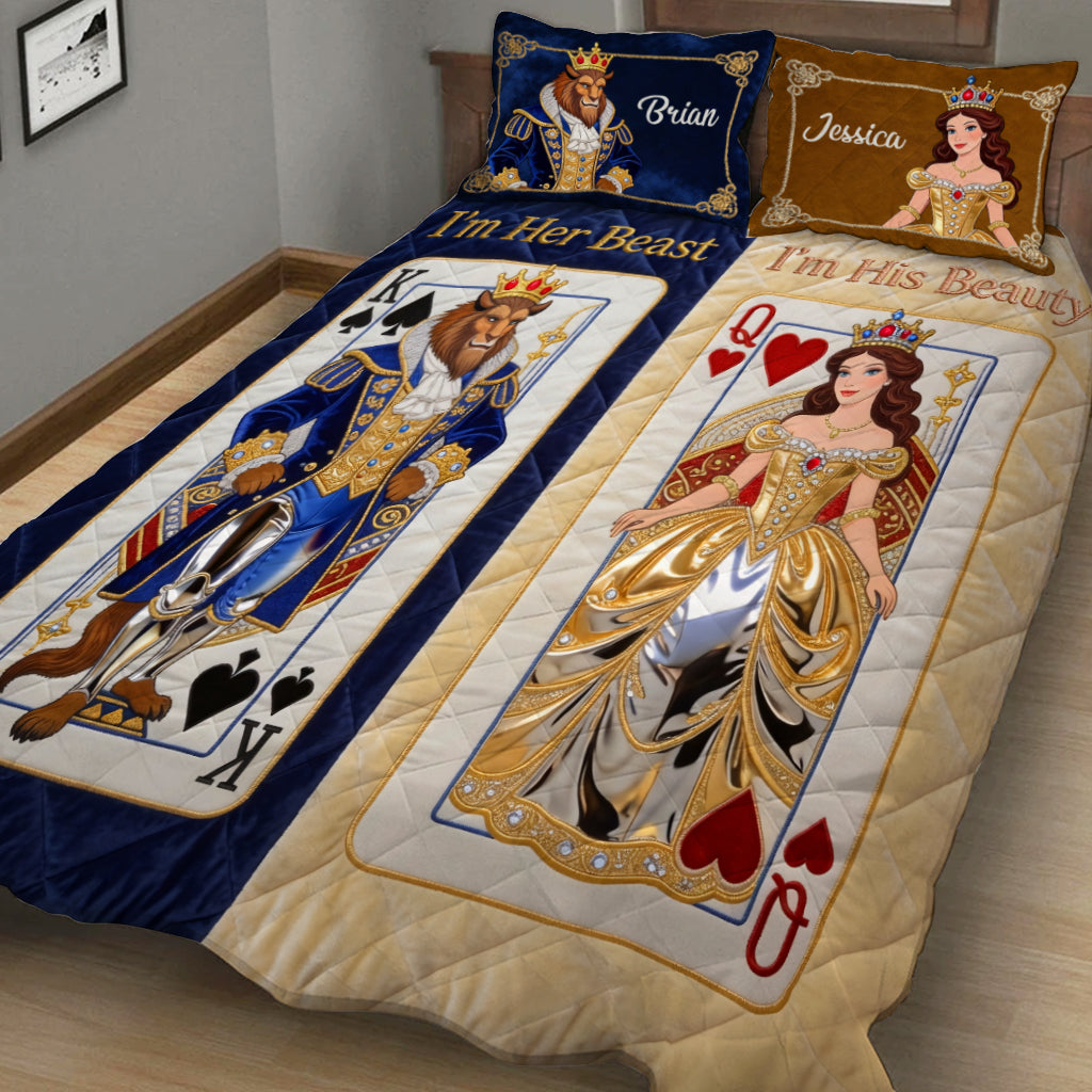 Her Beast His Beauty - Personalized Beauty And The Beast Quilt Set