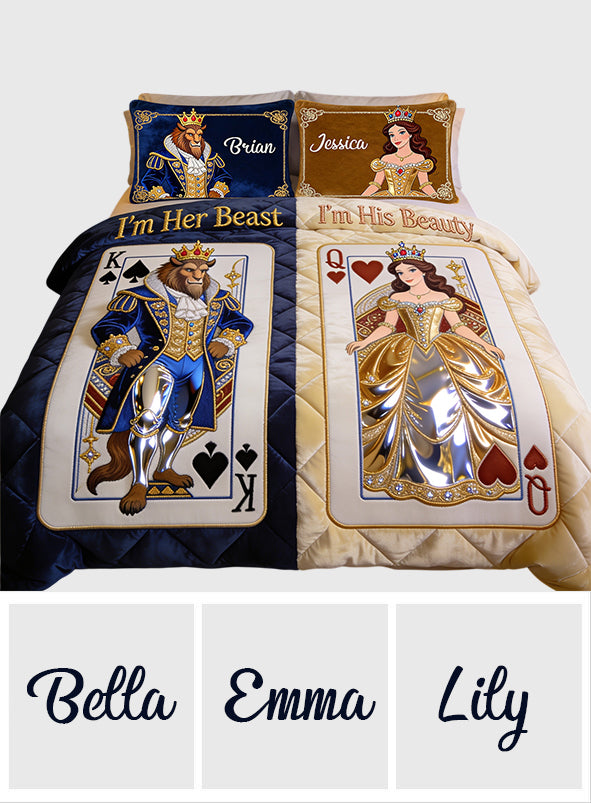 Her Beast His Beauty - Personalized Beauty And The Beast Quilt Set