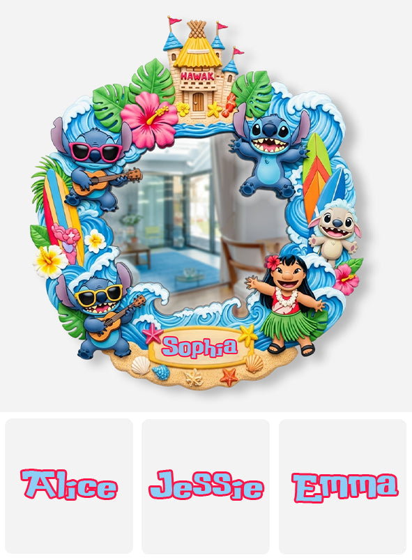 Tropical Alien Adventure - Personalized Ohana Wall Hanging Mirror