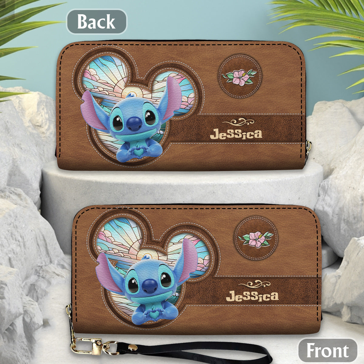 Ohana Means Family - Personalized Ohana Leather Long Wallet