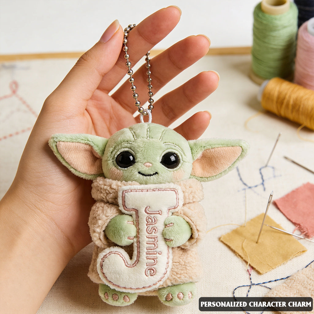 Cute Initial Letter Summer Vibe - Personalized The Force Plush Keychain