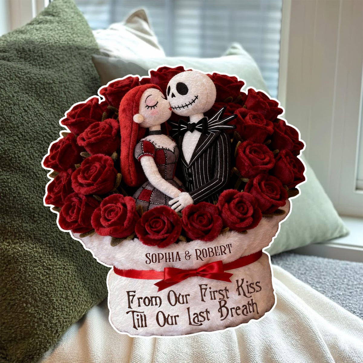 From Our First Kiss - Personalized Nightmare Faux Fur Shaped Pillow