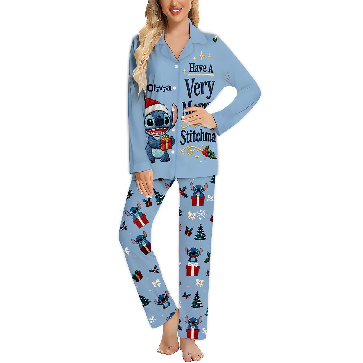 Have A Very Merry Stitchmas - Personalized Ohana Button Down Pajamas