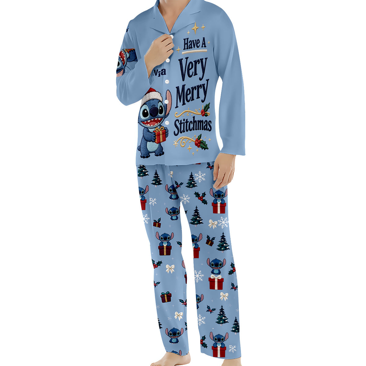 Have A Very Merry Stitchmas - Personalized Ohana Button Down Pajamas