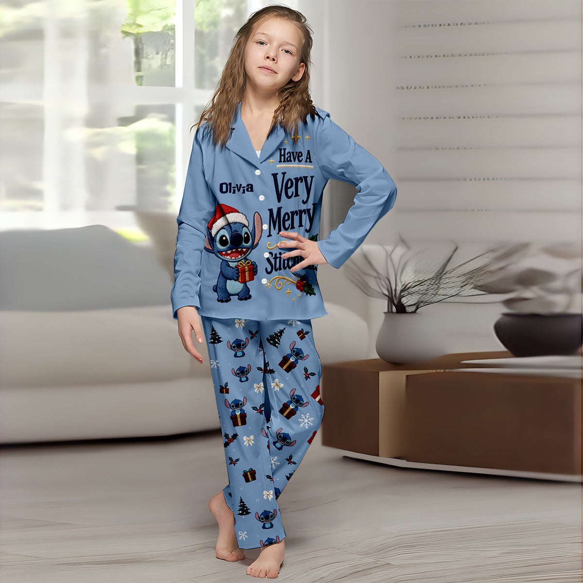 Have A Very Merry Stitchmas - Personalized Ohana Button Down Pajamas