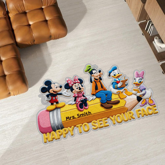 Happy To See Your Face - Personalized Mouse Non-Slip Tufted Rug