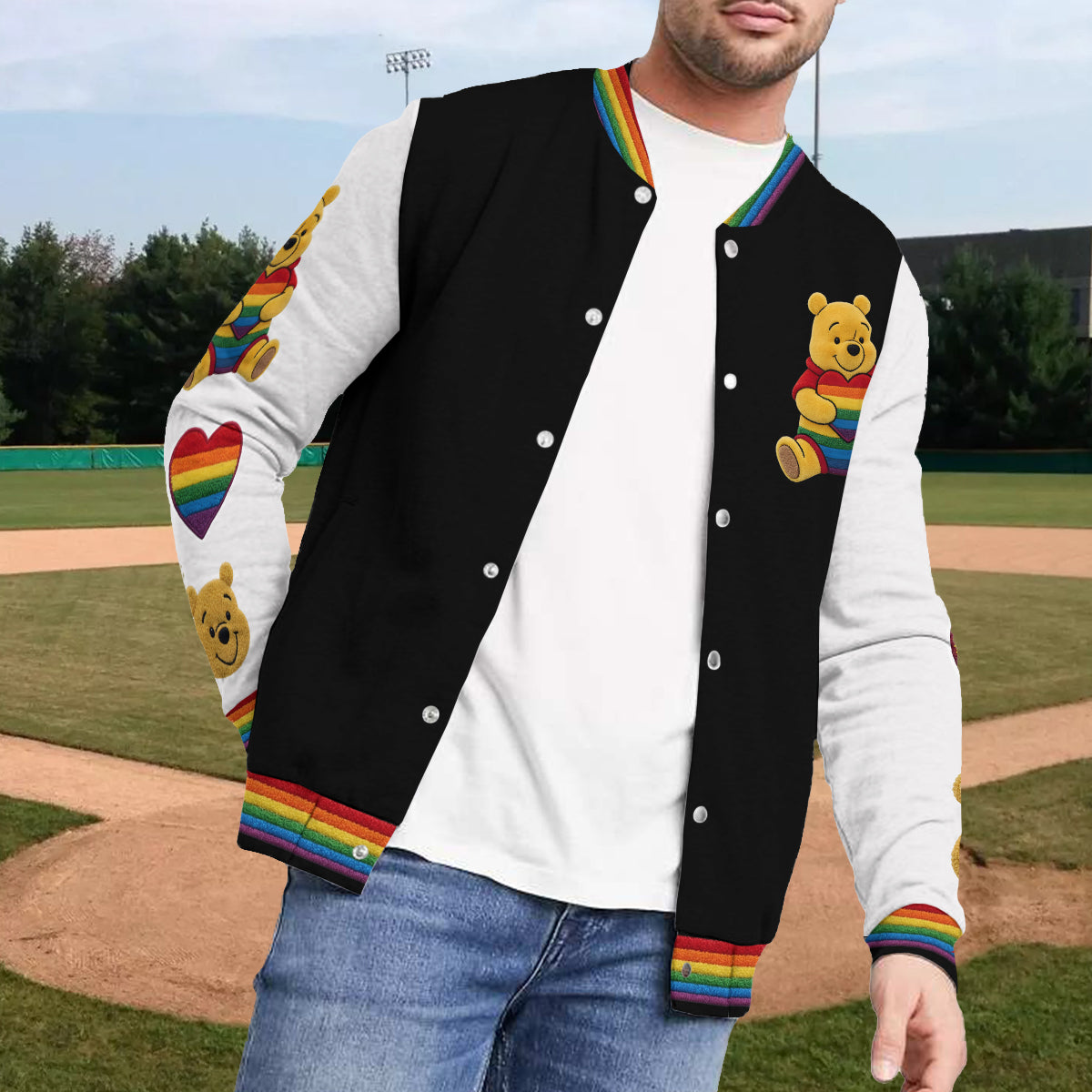 Love Is Love Cute Bear - Personalized LGBT Support Varsity Jacket