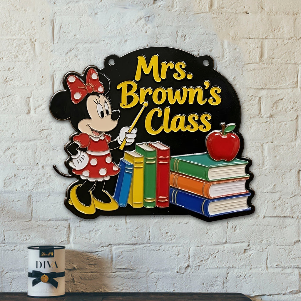 Custom Teacher Class - Personalized Mouse 3D Printed Cut Metal Sign