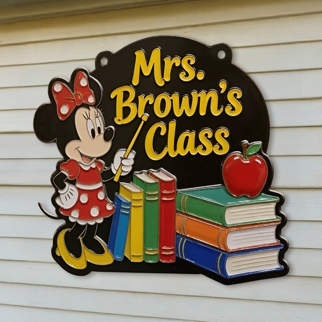 Custom Teacher Class - Personalized Mouse 3D Printed Cut Metal Sign