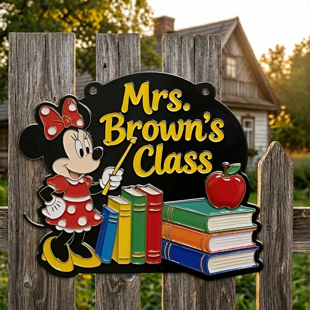 Custom Teacher Class - Personalized Mouse 3D Printed Cut Metal Sign