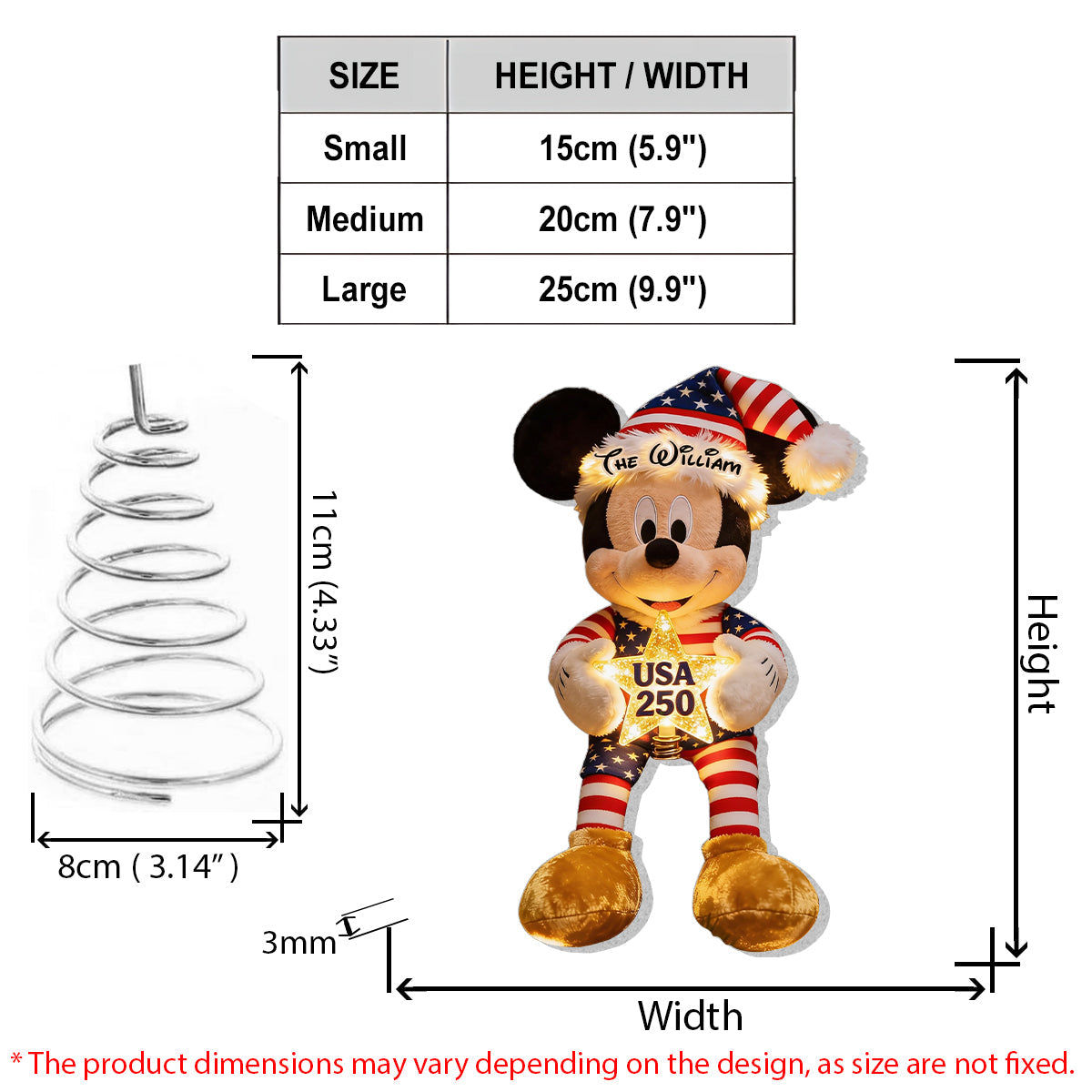 250 USA - Personalized Mouse LED Light Tree Topper