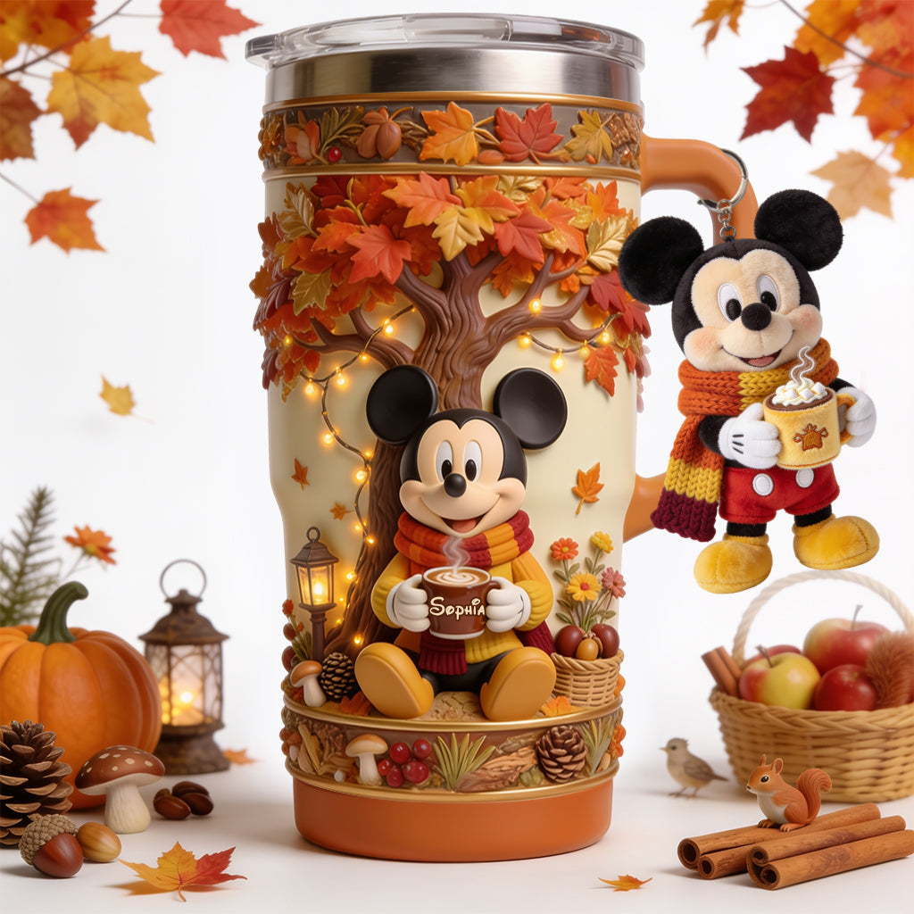 Fall Vibes - Personalized Mouse Tumbler With Plush Charm