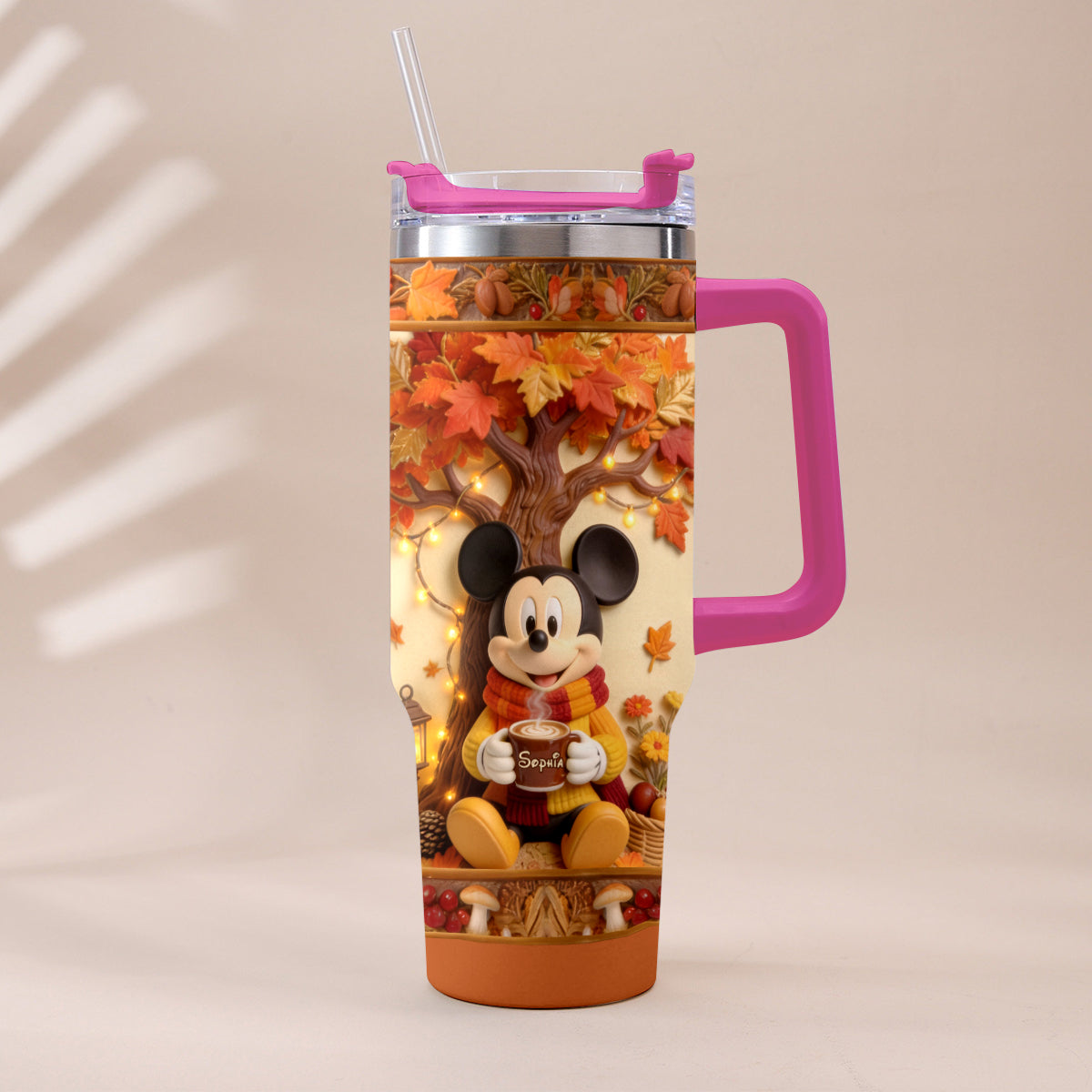 Fall Vibes - Personalized Mouse Tumbler With Plush Charm