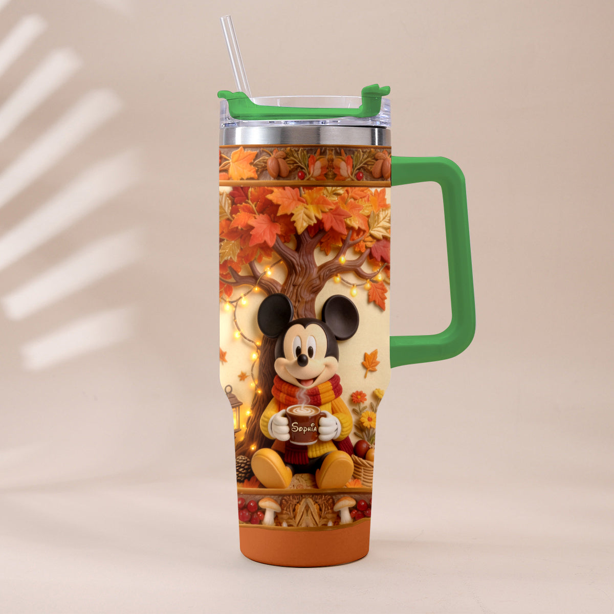 Fall Vibes - Personalized Mouse Tumbler With Plush Charm