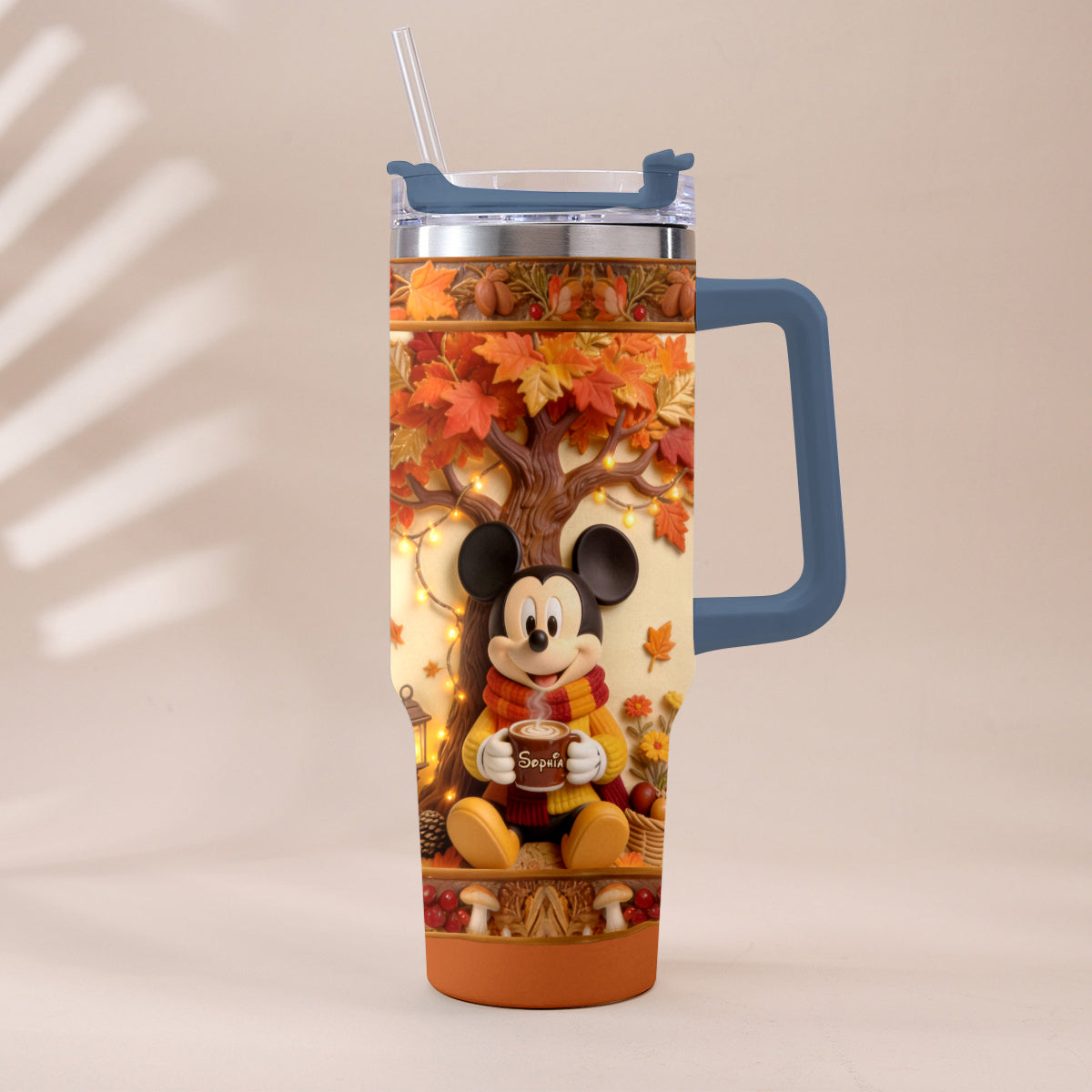 Fall Vibes - Personalized Mouse Tumbler With Plush Charm