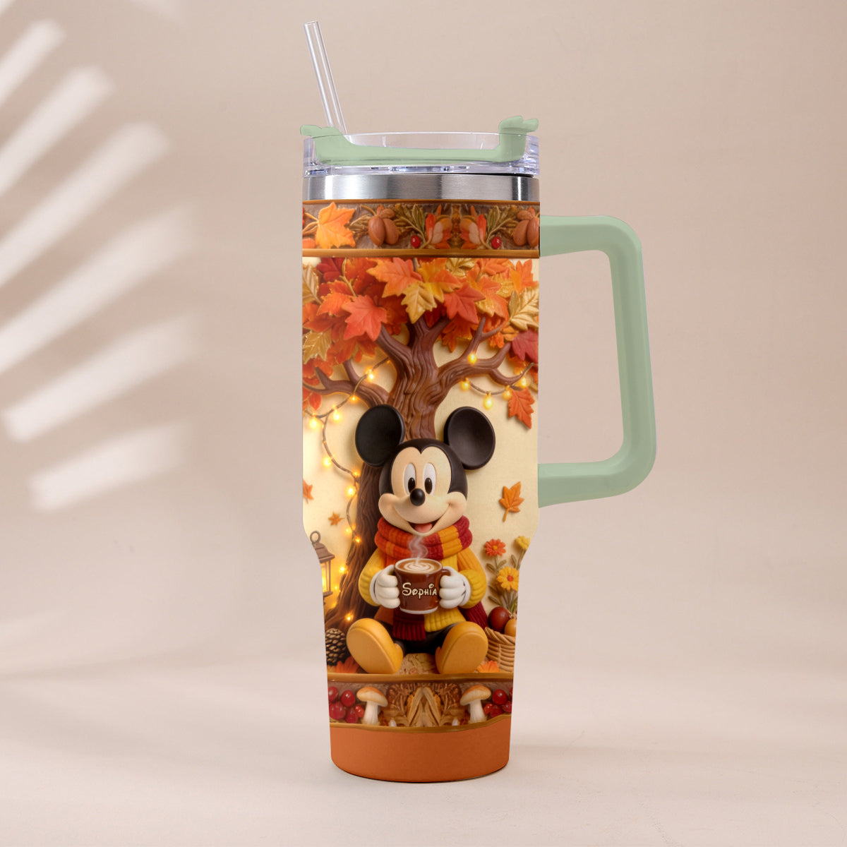 Fall Vibes - Personalized Mouse Tumbler With Plush Charm