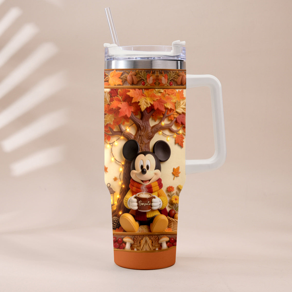 Fall Vibes - Personalized Mouse Tumbler With Plush Charm