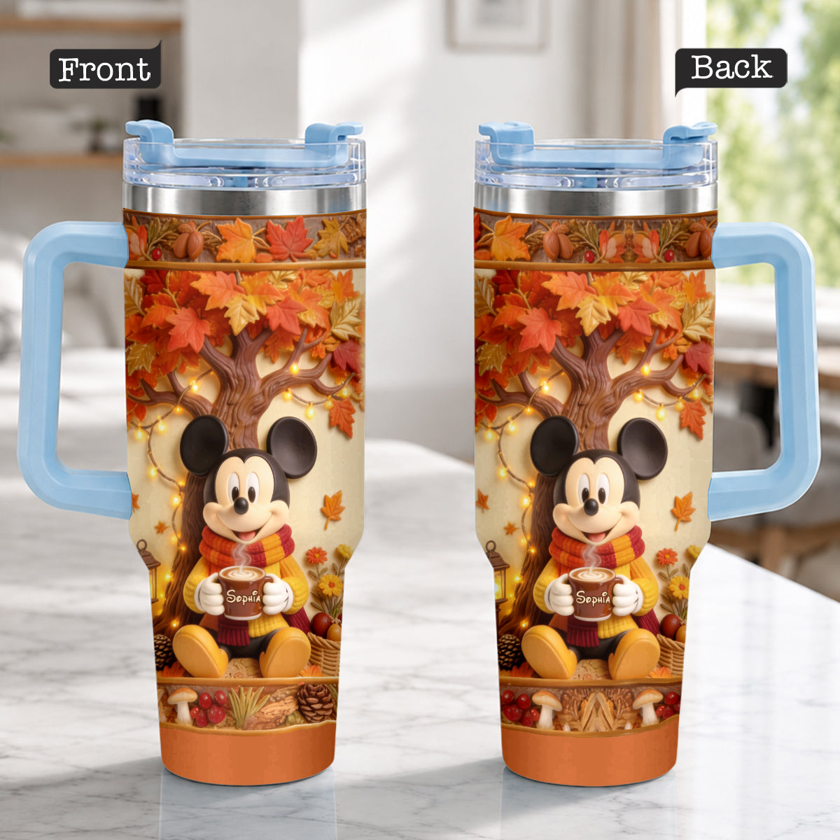Fall Vibes - Personalized Mouse Tumbler With Plush Charm