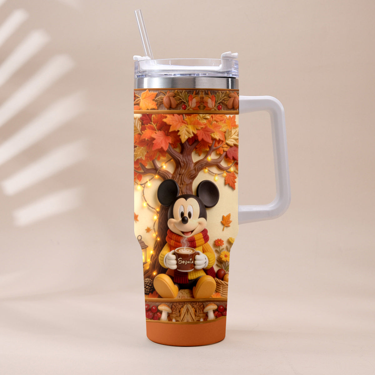 Fall Vibes - Personalized Mouse Tumbler With Plush Charm