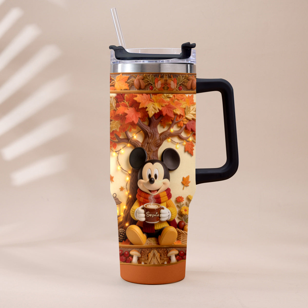Fall Vibes - Personalized Mouse Tumbler With Plush Charm