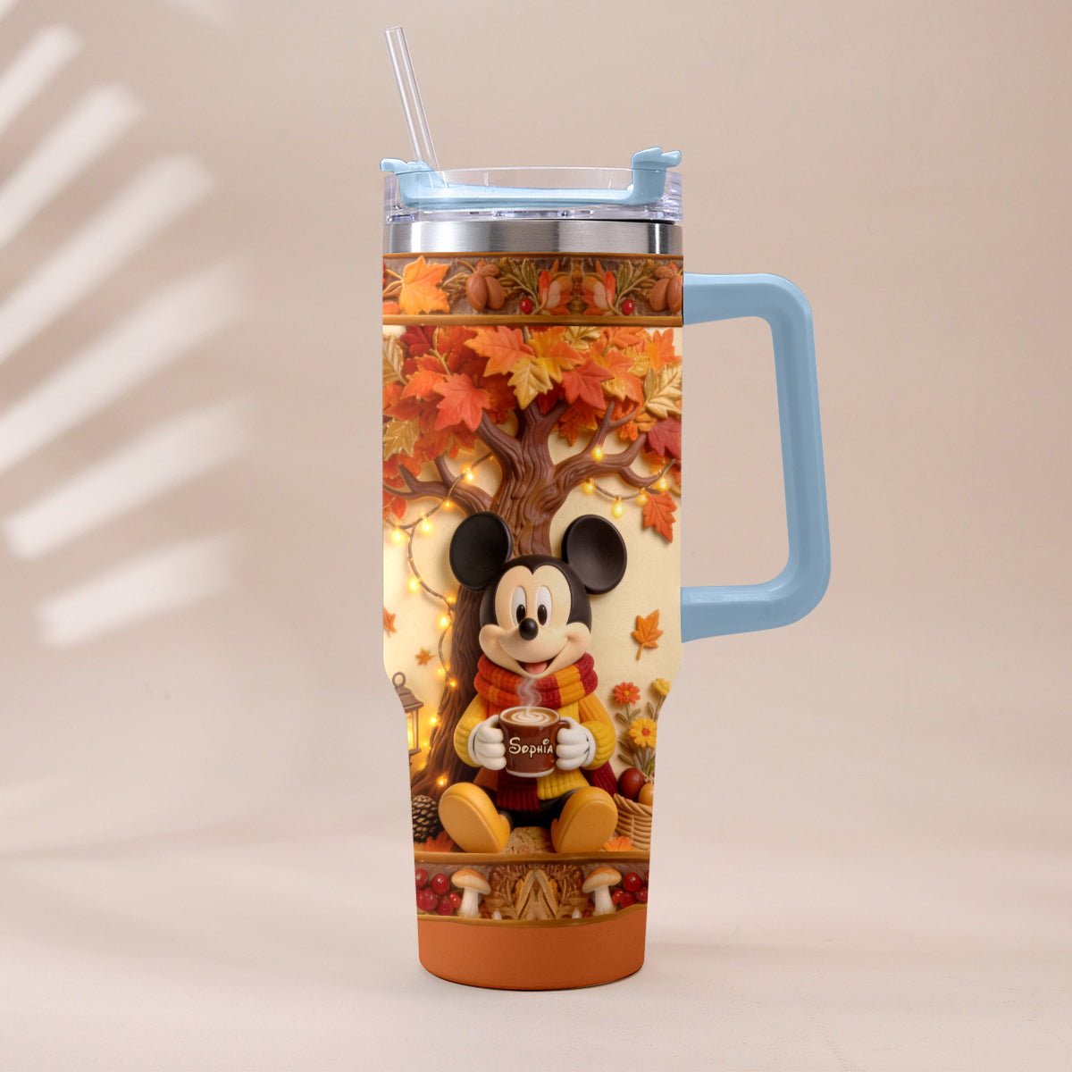 Fall Vibes - Personalized Mouse Tumbler With Plush Charm