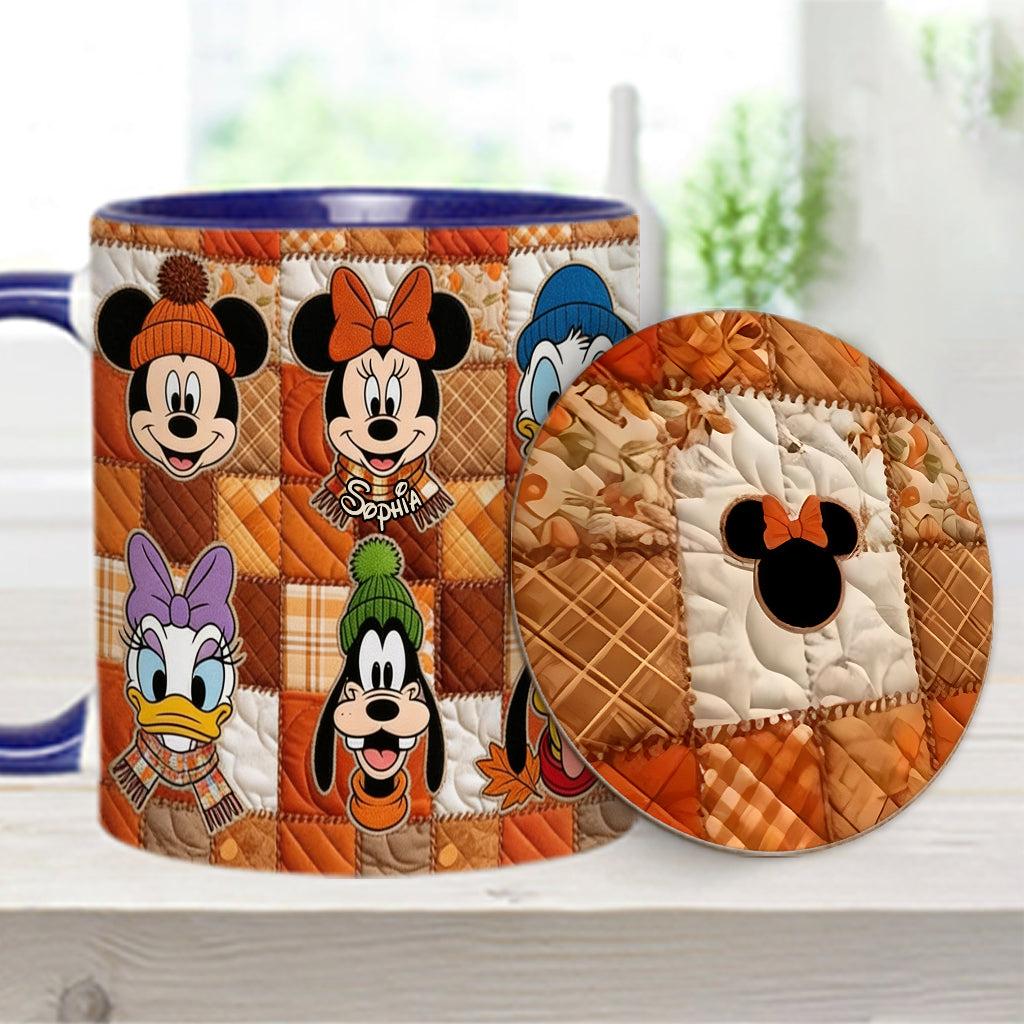 Autumn Patchwork Thanksgiving - Personalized Mouse Accent Mug & Coaster
