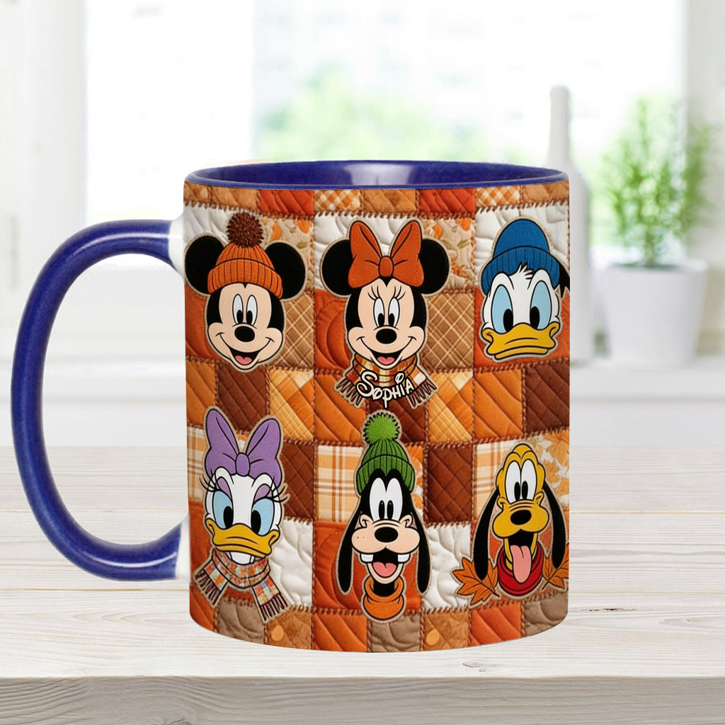 Autumn Patchwork Thanksgiving - Personalized Mouse Accent Mug & Coaster