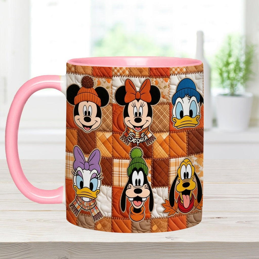 Autumn Patchwork Thanksgiving - Personalized Mouse Accent Mug & Coaster
