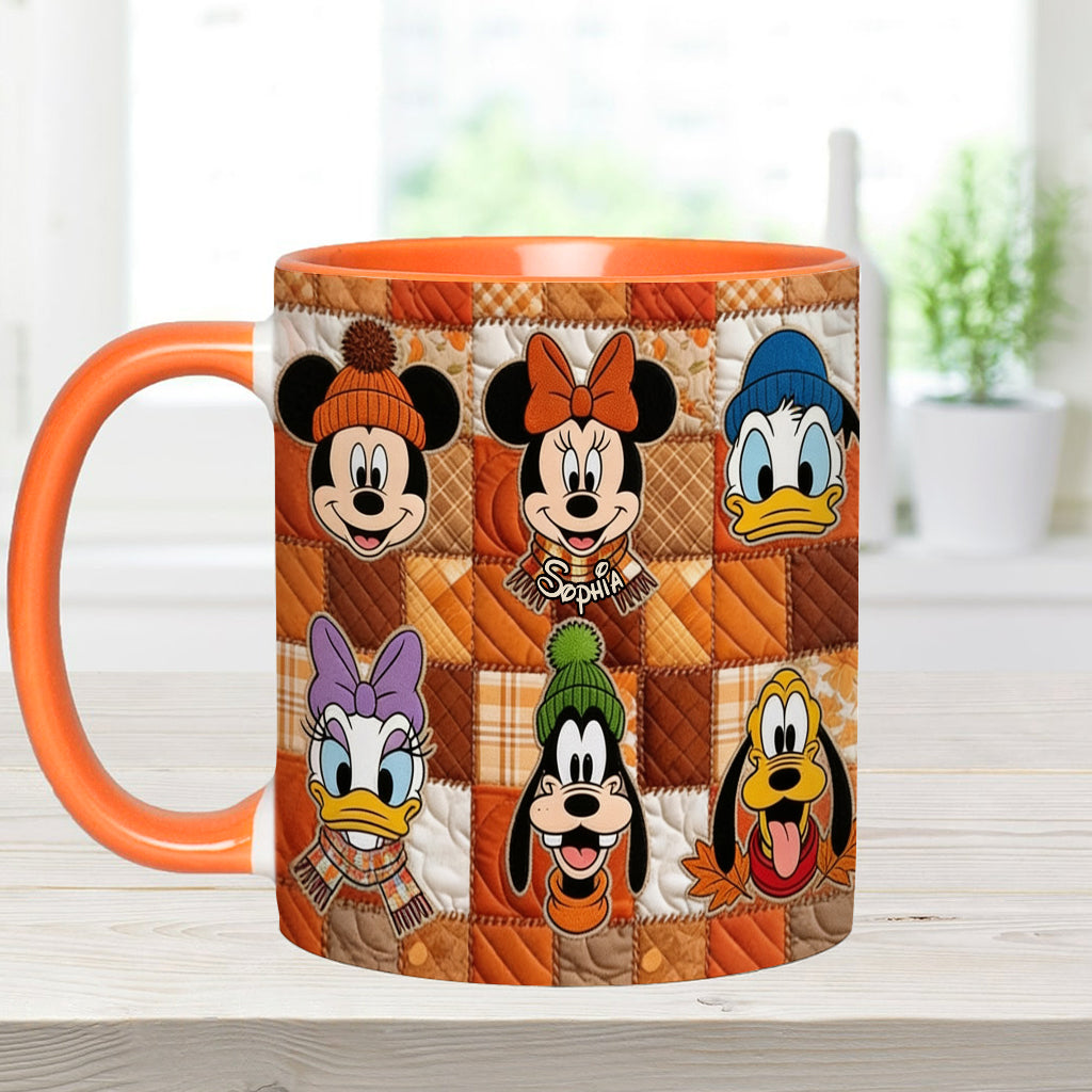Autumn Patchwork Thanksgiving - Personalized Mouse Accent Mug & Coaster