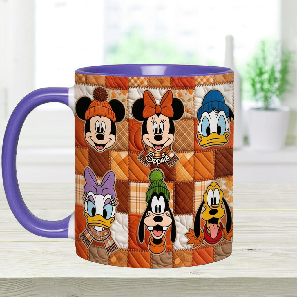 Autumn Patchwork Thanksgiving - Personalized Mouse Accent Mug & Coaster
