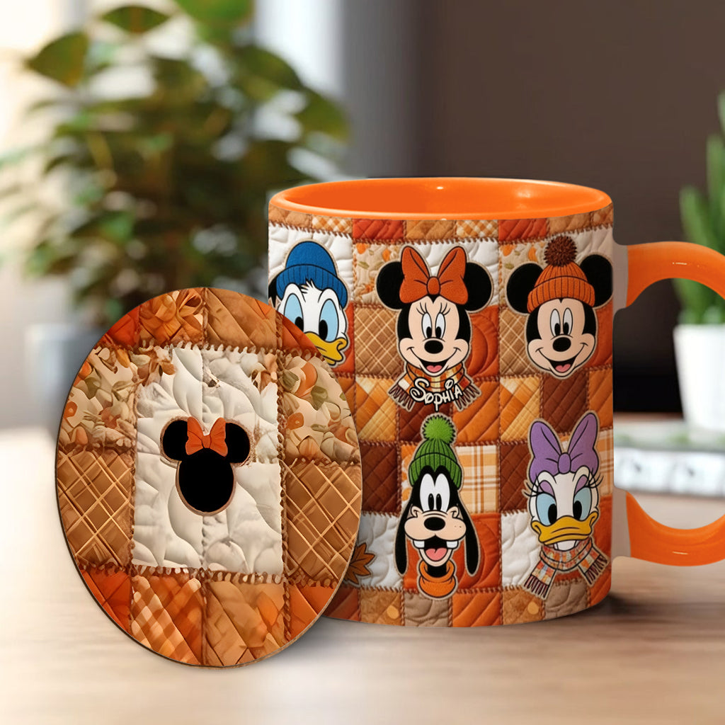 Autumn Patchwork Thanksgiving - Personalized Mouse Accent Mug & Coaster