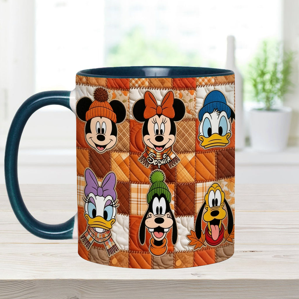 Autumn Patchwork Thanksgiving - Personalized Mouse Accent Mug & Coaster