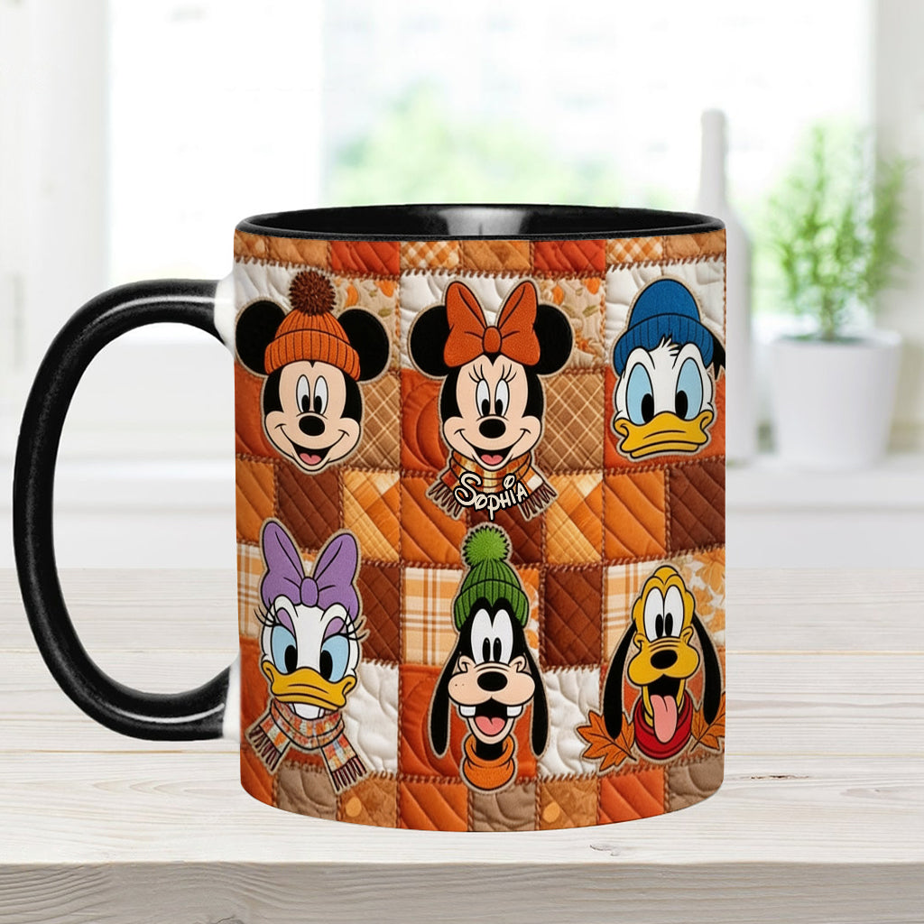 Autumn Patchwork Thanksgiving - Personalized Mouse Accent Mug & Coaster