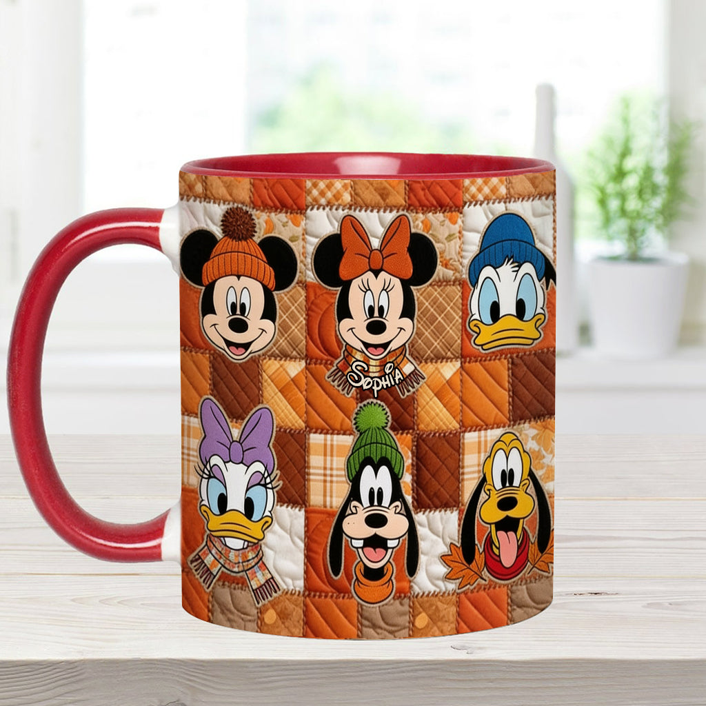 Autumn Patchwork Thanksgiving - Personalized Mouse Accent Mug & Coaster